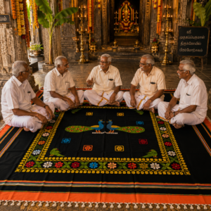Premium Silk Handloom Jamakalam | Authentic Tamil Nadu Heritage Rug | Luxurious, Durable & Perfect for Traditional Functions and Elegant Home Décor